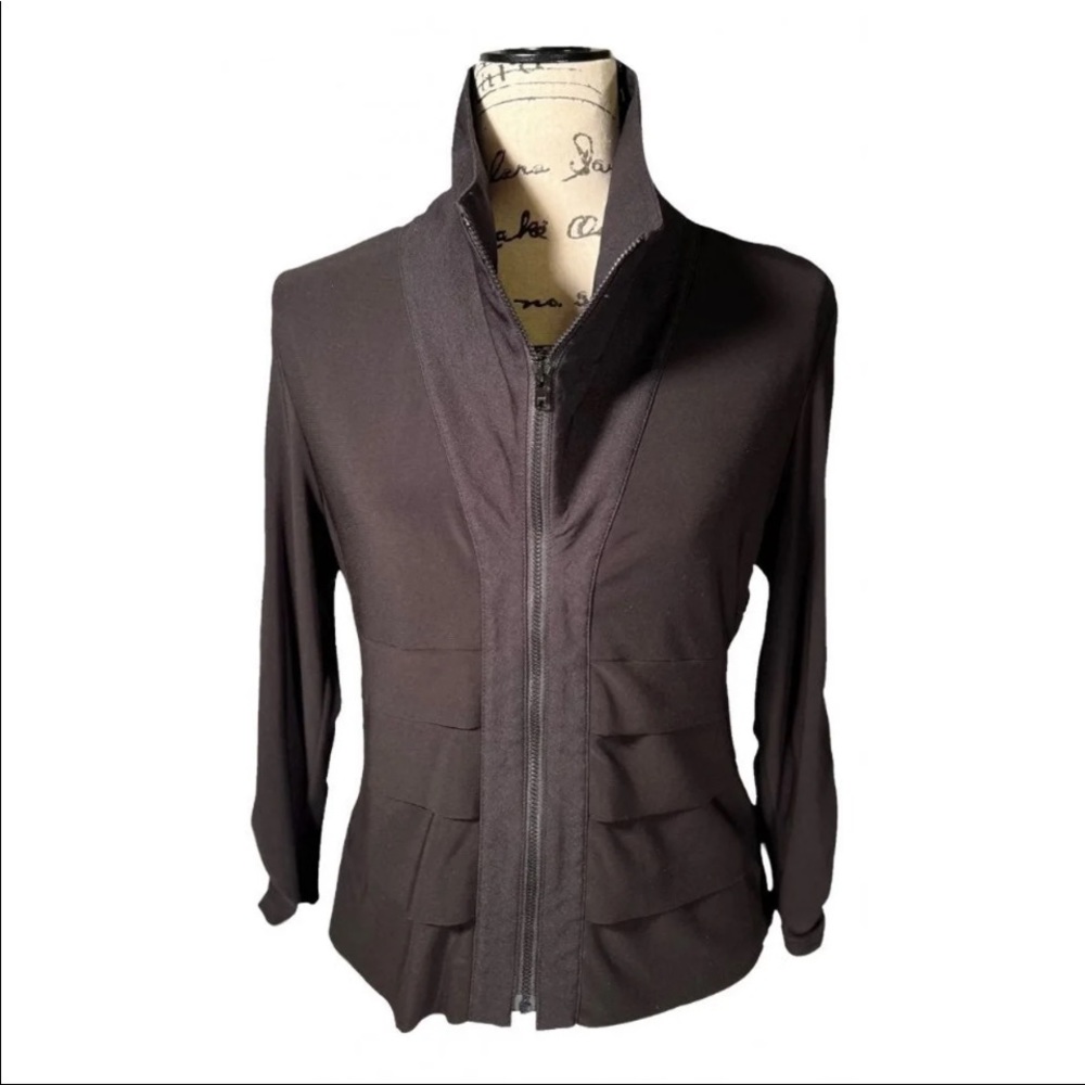 Black size 10 designer jacket (or top) with a very versatile collar.